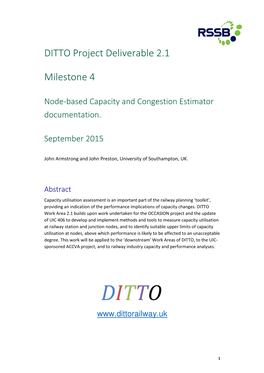 DITTO Project Deliverable 2.1 Milestone 4