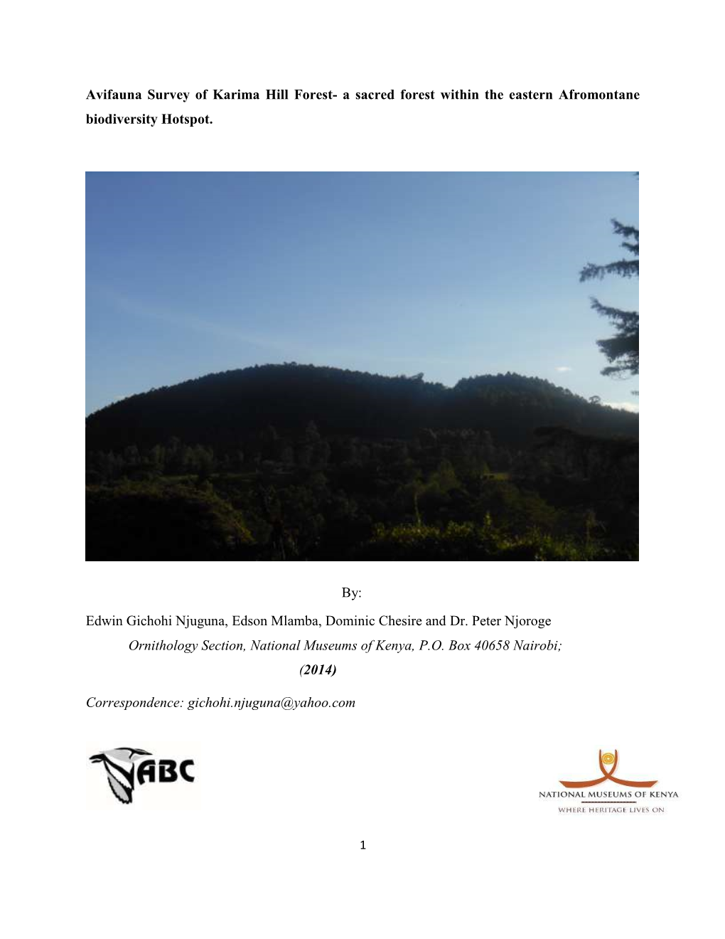 Avifaunal Survey of Karima Forest