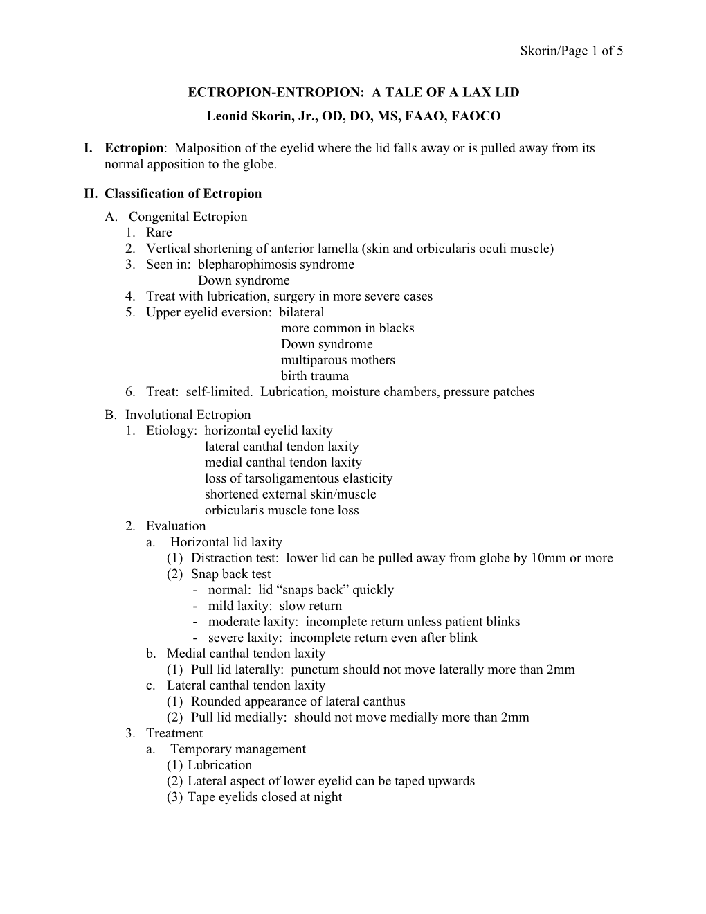 Skorin/Page 1 of 5 ECTROPION-ENTROPION