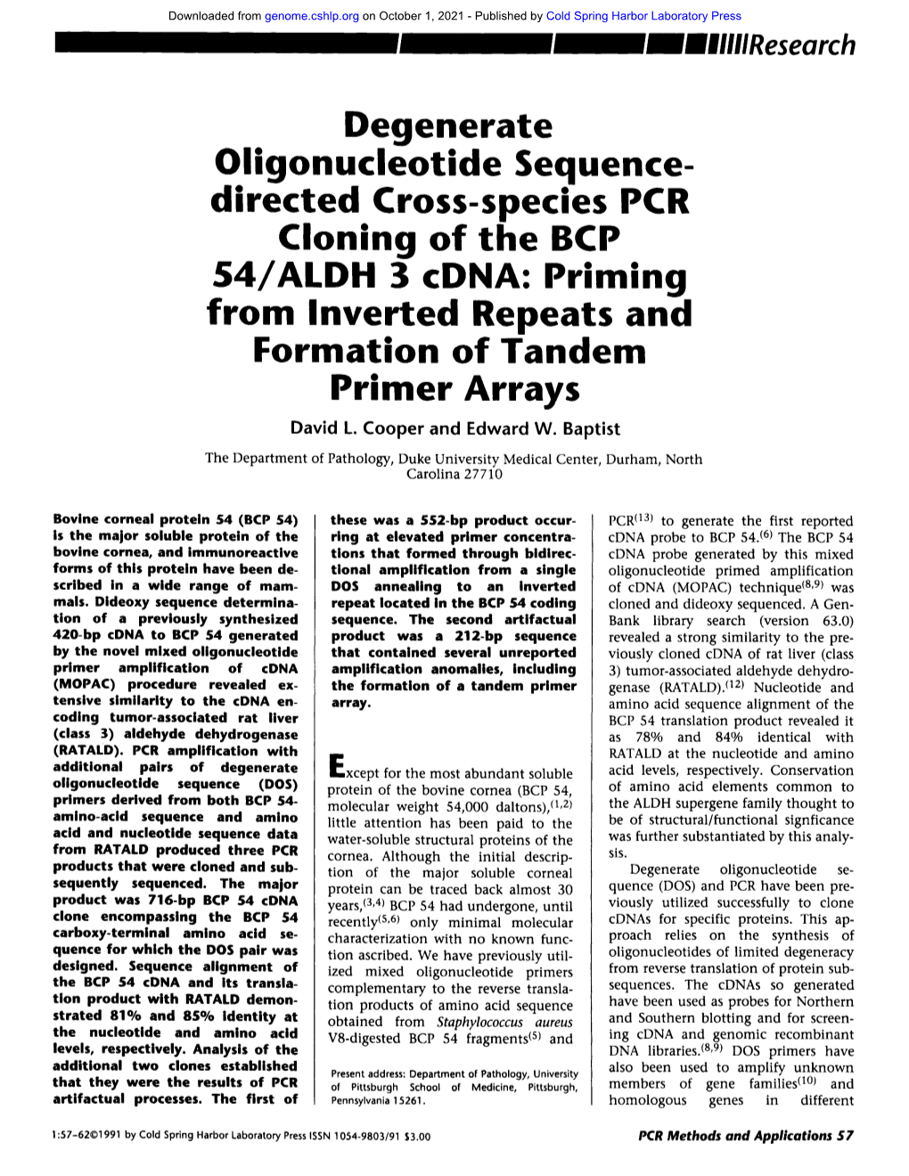 Degenerate Oligonucleotide Sequence