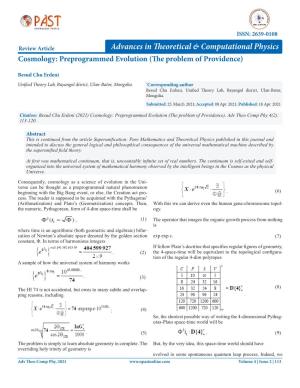 Advances in Theoretical & Computational Physics