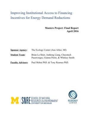 Improving Institutional Access to Financing Incentives for Energy