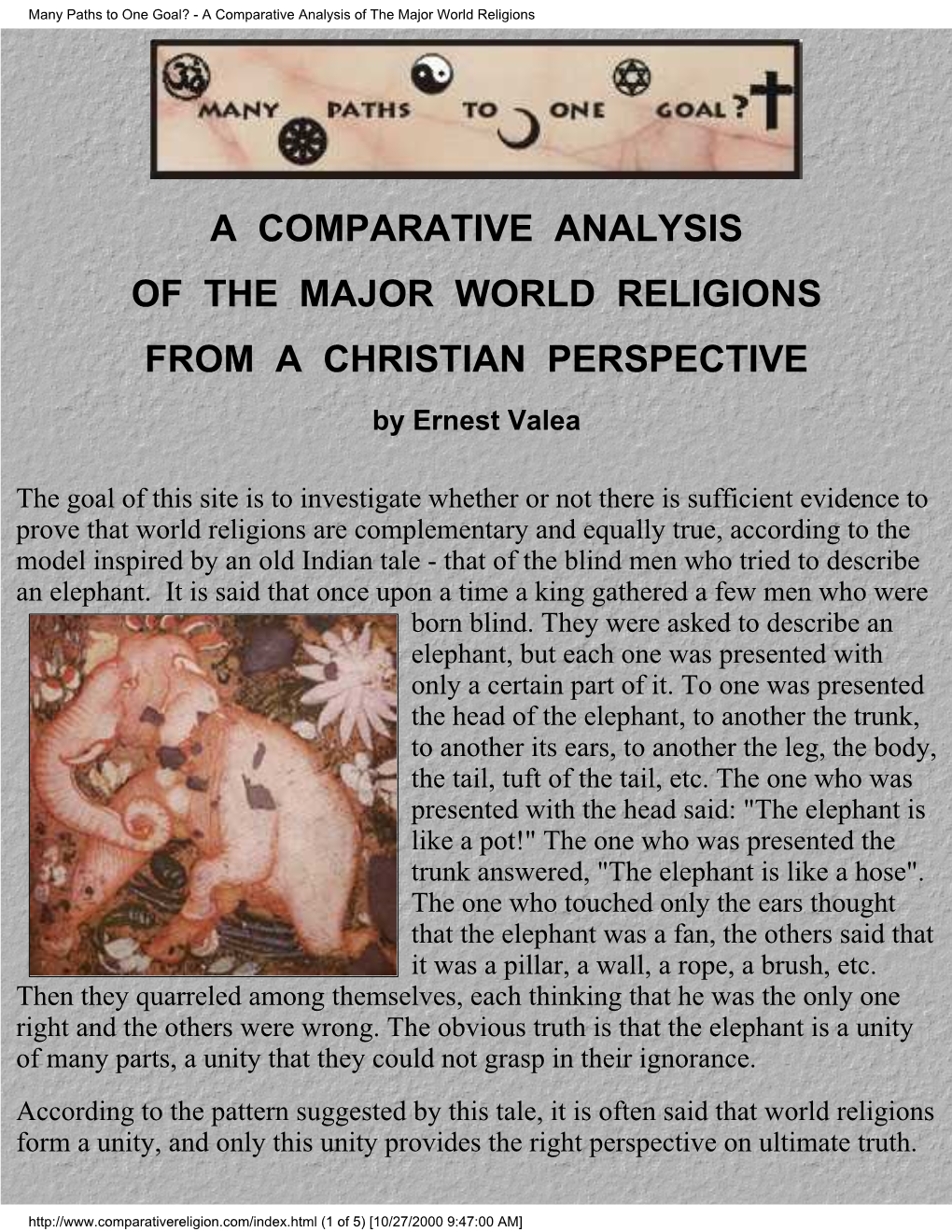 A Comparative Analysis of the Major World Religions