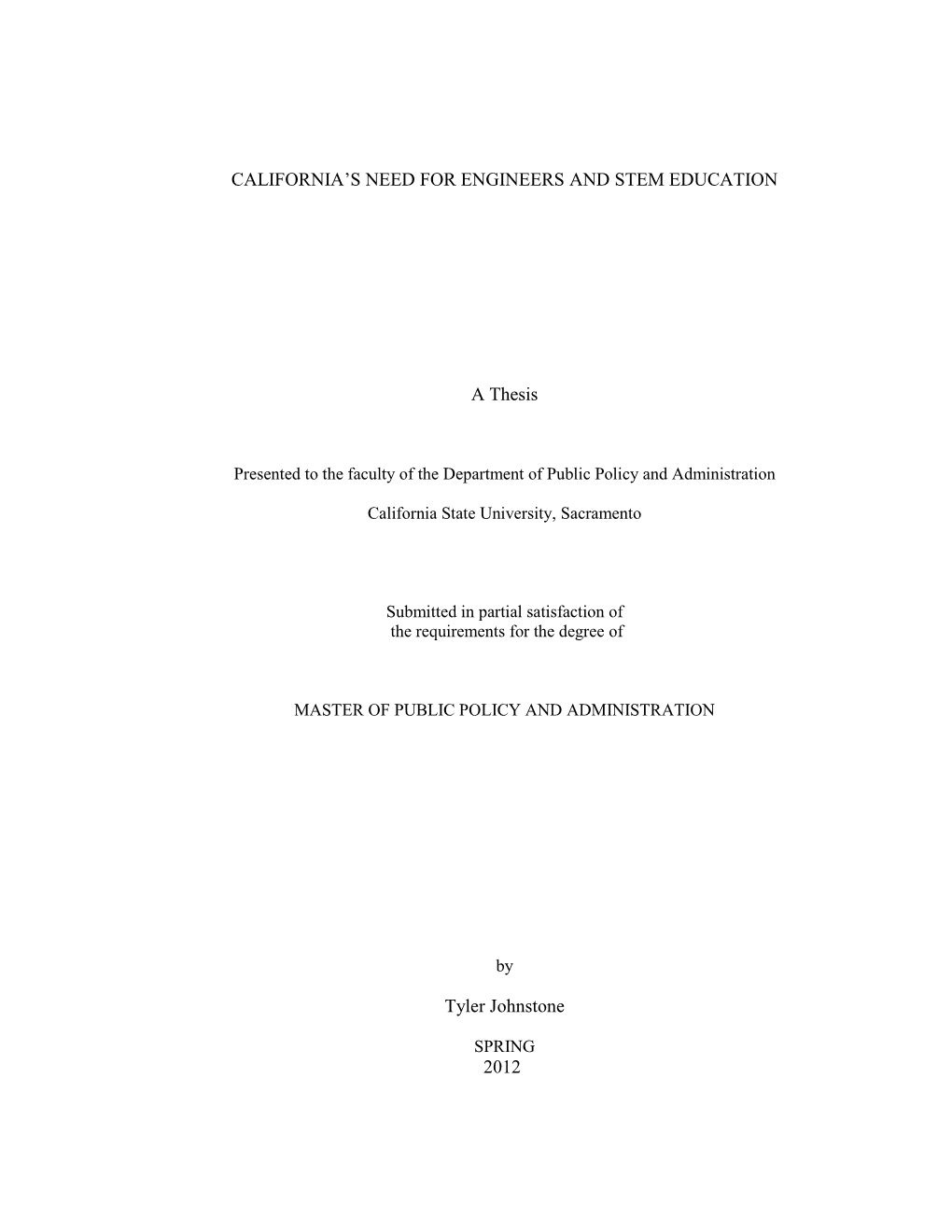 Chapter Includes a Overall Survey of STEM Programs Before Examining the Documented Need for More STEM Workers in the Coming Decade