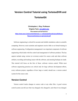 Version Control Tutorial Using Tortoisesvn and Tortoisegit