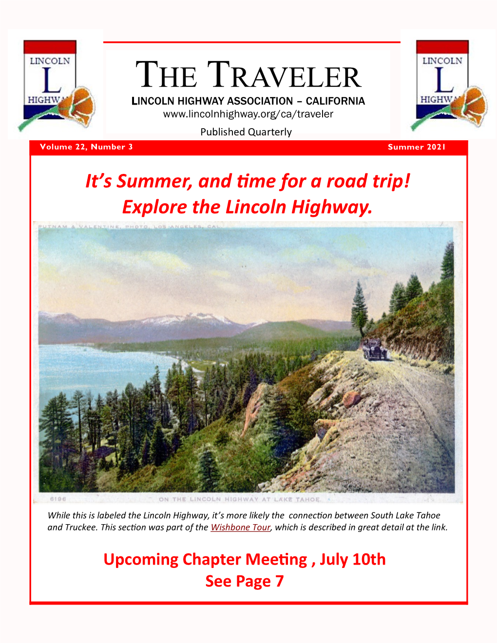 Summer 2021 It’S Summer, and Time for a Road Trip! Explore the Lincoln Highway