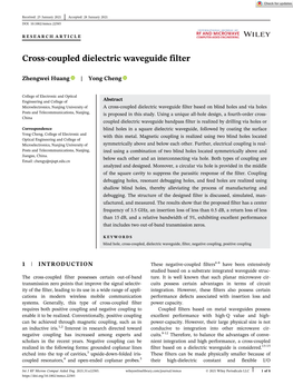 Cross‐Coupled Dielectric Waveguide Filter