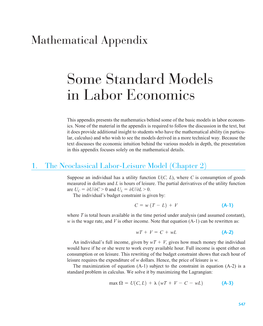 Some Standard Models in Labor Economics