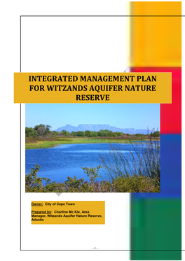 Integrated Management Plan for Witzands Aquifer Nature Reserve