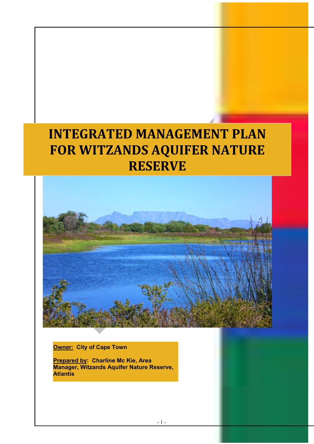 Integrated Management Plan for Witzands Aquifer Nature Reserve