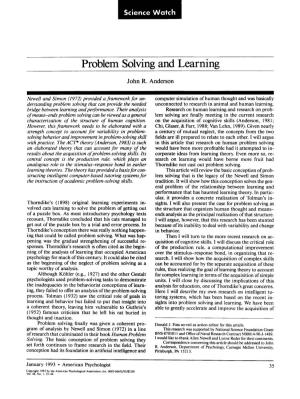 Problem Solving and Learning