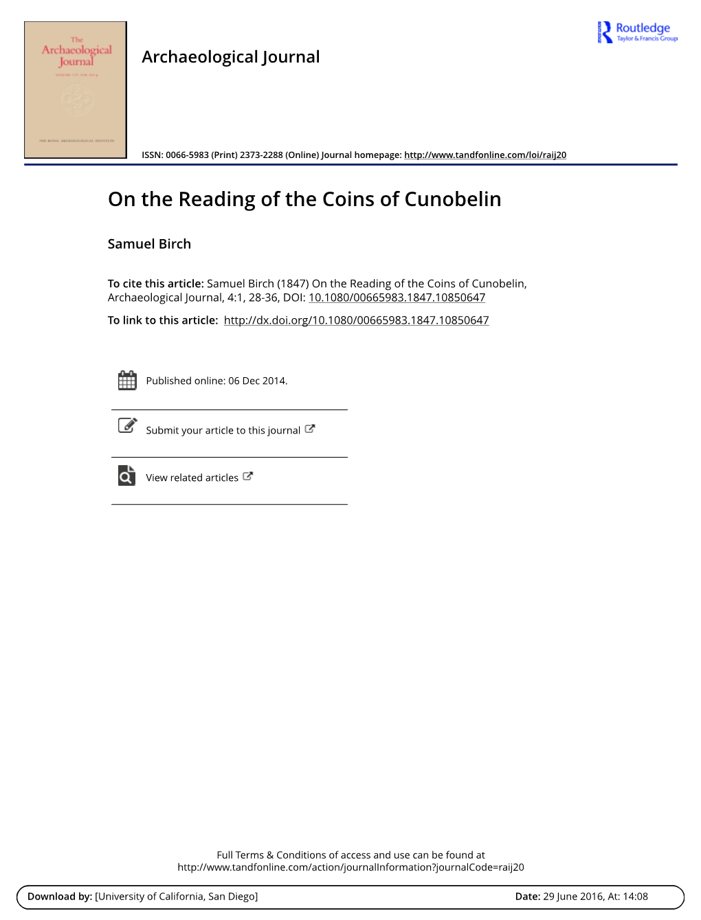 On the Reading of the Coins of Cunobelin