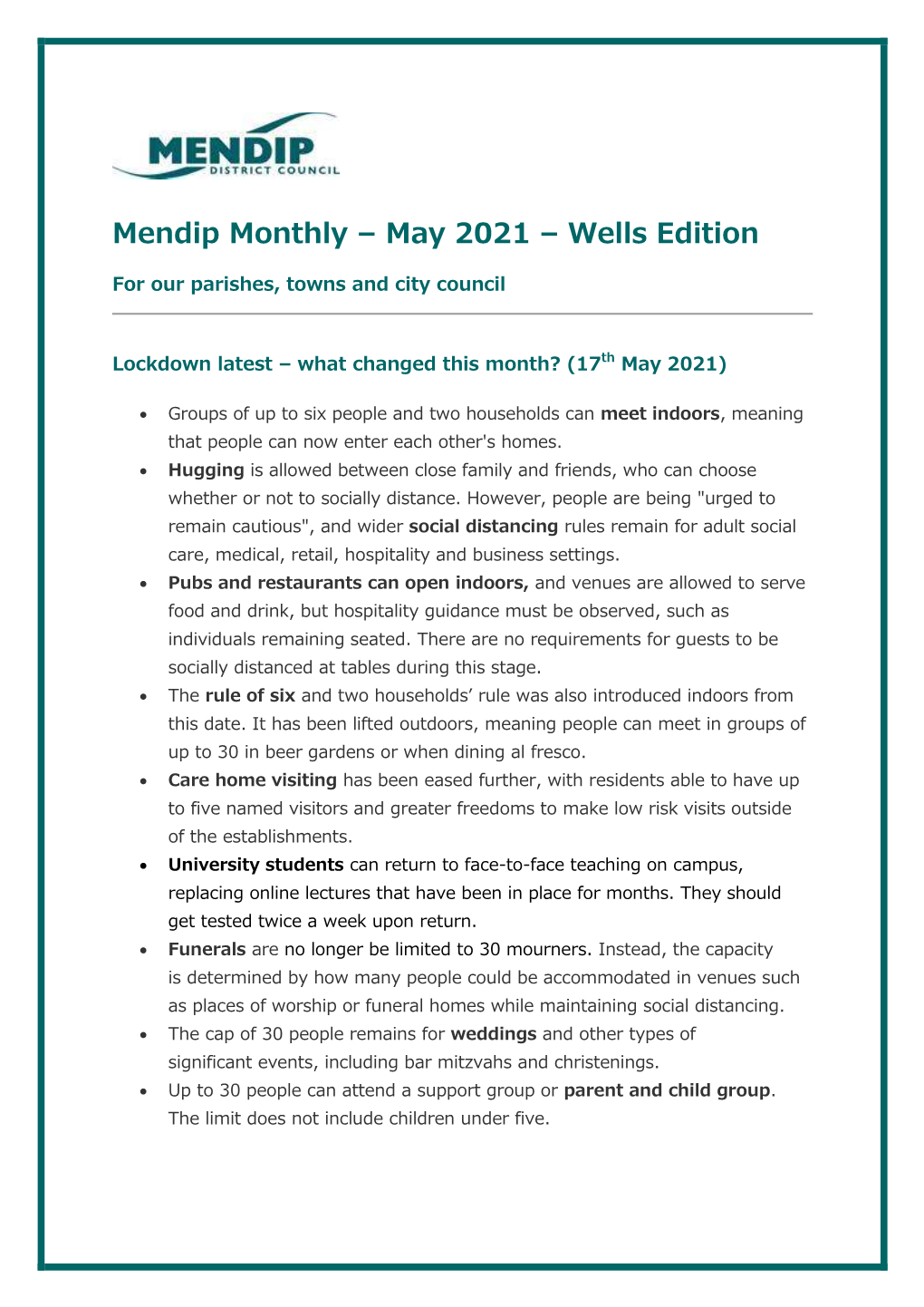 Mendip Monthly – May 2021 – Wells Edition