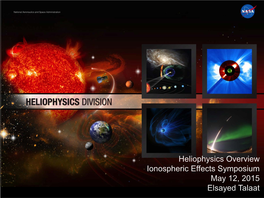 Space Science at NASA: Heliophysics Overview