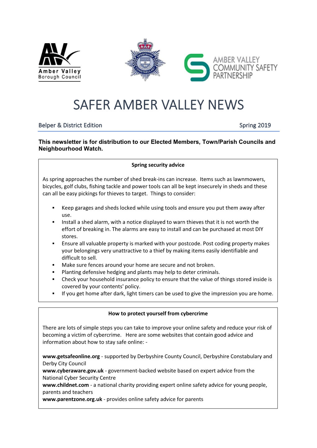Safer Amber Valley News