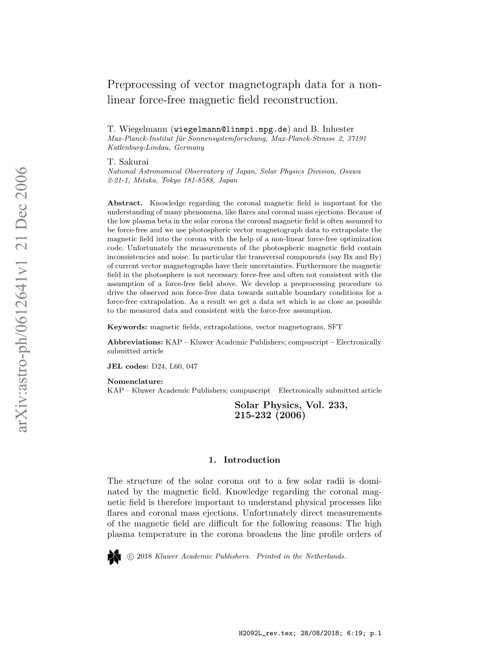 Arxiv:Astro-Ph/0612641V1 21 Dec 2006