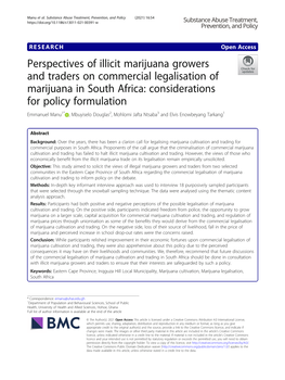 Perspectives of Illicit Marijuana Growers and Traders on Commercial