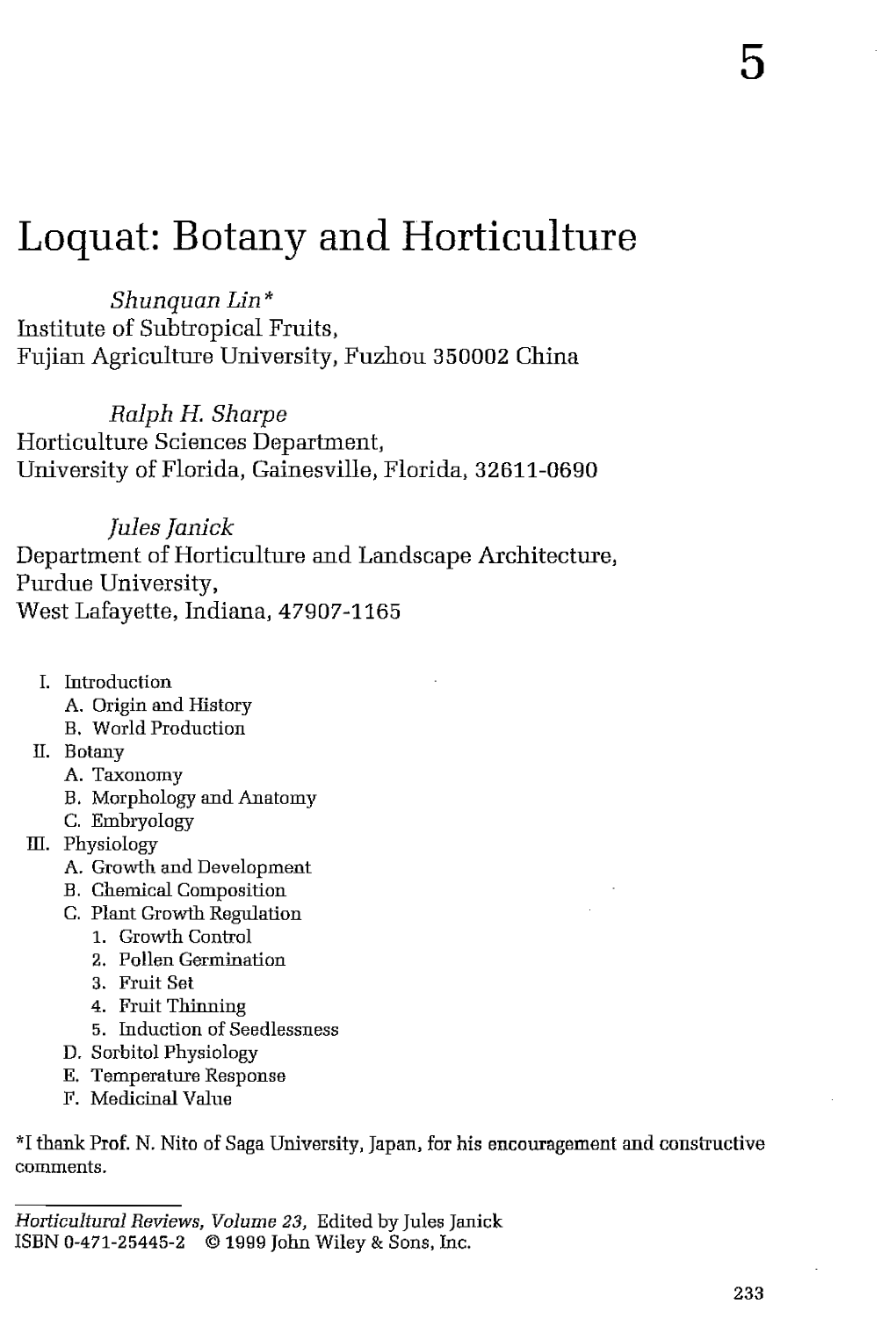 Loquat: Botany and Horticulture