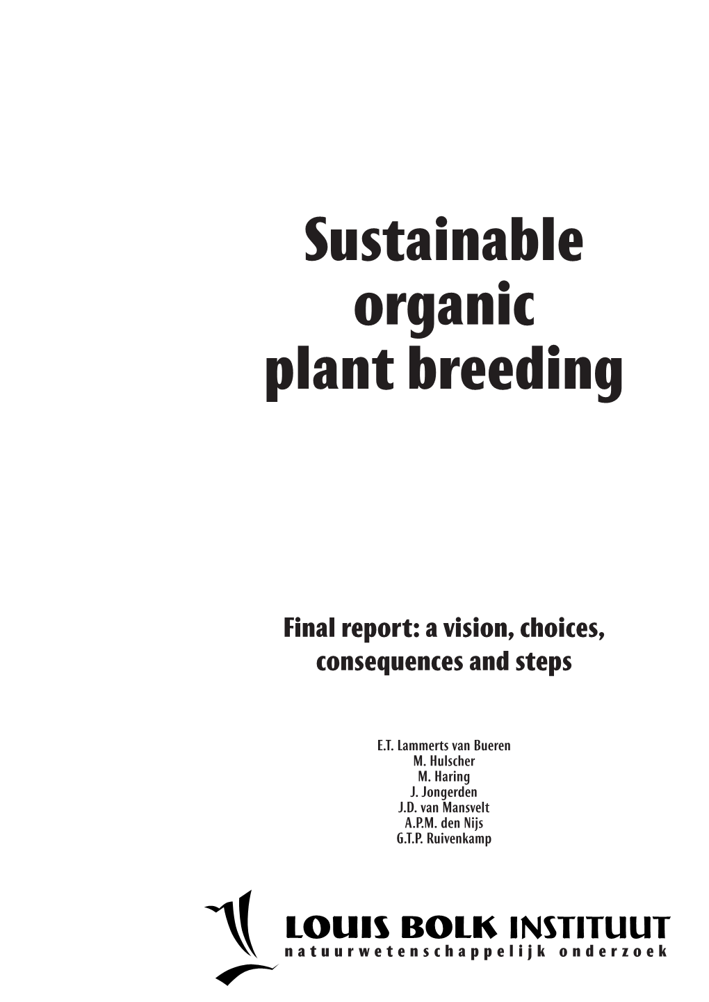 Sustainable Organic Plant Breeding