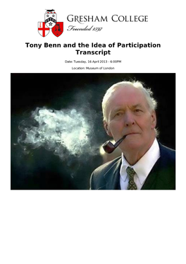 Tony Benn and the Idea of Participation Transcript