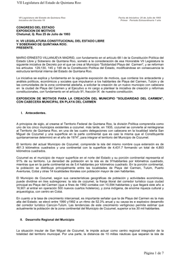VII Legislatura Del Estado De Quintana Roo Página 1 De 7