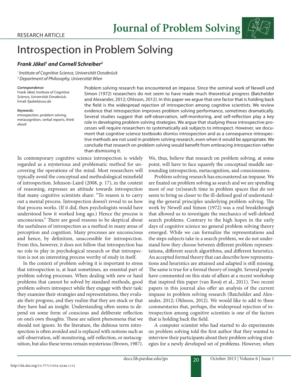 Introspection in Problem Solving