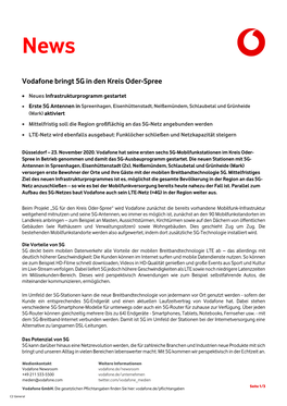 Vodafone Bringt 5G in Den Kreis Oder-Spree