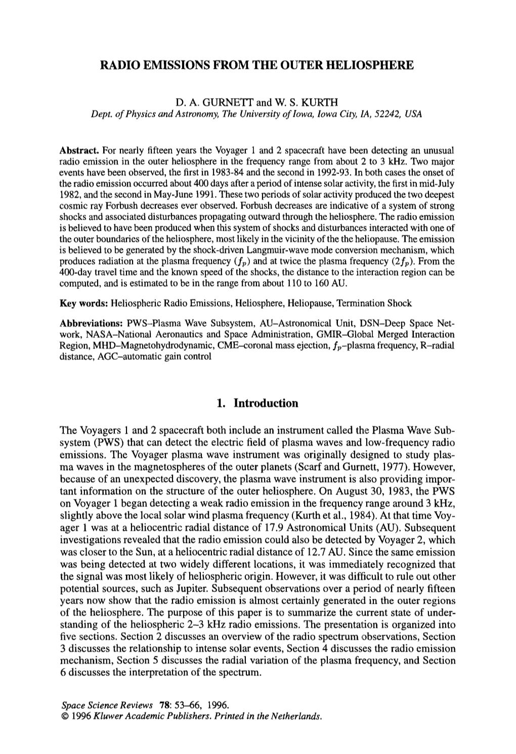 Radio Emissions from the Outer Heliosphere