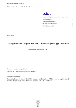 Estrogen-Related Receptor Α (Errα) : a Novel Target in Type 2 Diabetes