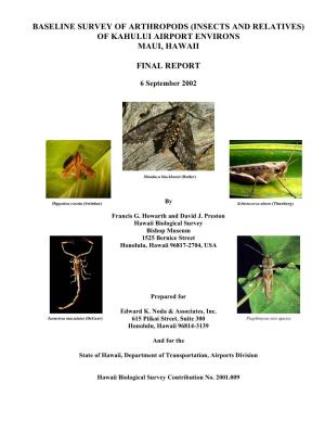 (Insects and Relatives) of Kahului Airport Environs Maui, Hawaii Final
