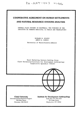 Cooperative Agreement on Human Settlements and Natural Resource Systems Analysis