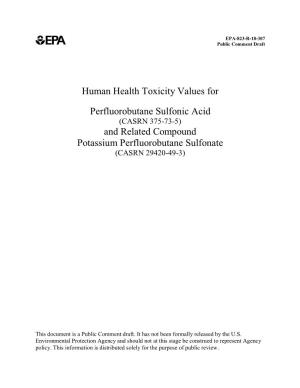 Human Health Toxicity Values for Perfluorobutane Sulfonic Acid (CASRN 375-73-5) and Related Compound Potassium Perfluorobutane Sulfonate (CASRN 29420 49 3)