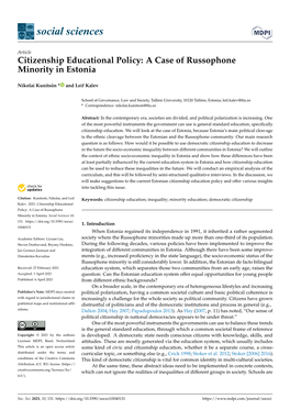 Citizenship Educational Policy: a Case of Russophone Minority in Estonia