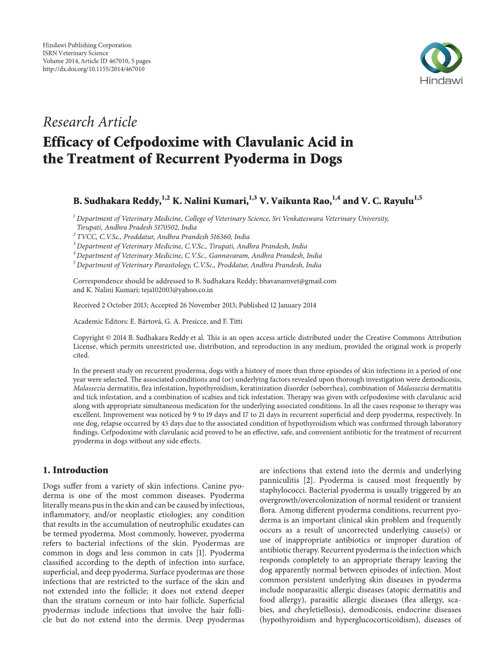 Efficacy of Cefpodoxime with Clavulanic Acid in the Treatment of Recurrent Pyoderma in Dogs