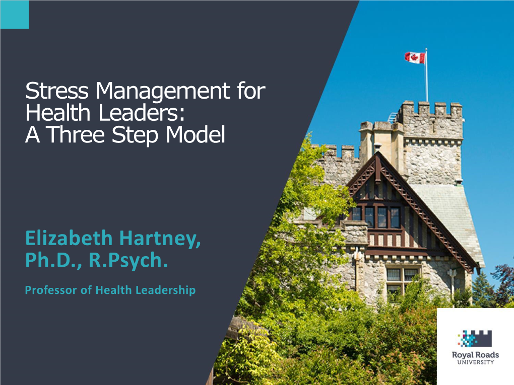 Stress Management for Health Leaders: a Three Step Model
