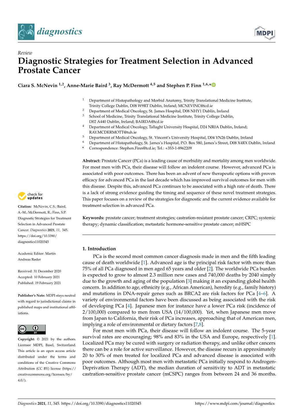 Diagnostic Strategies for Treatment Selection in Advanced Prostate Cancer