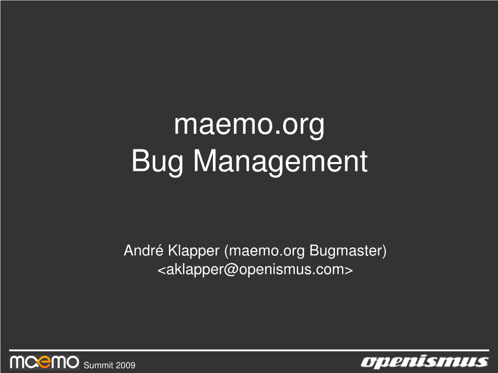 Maemo.Org Bug Management