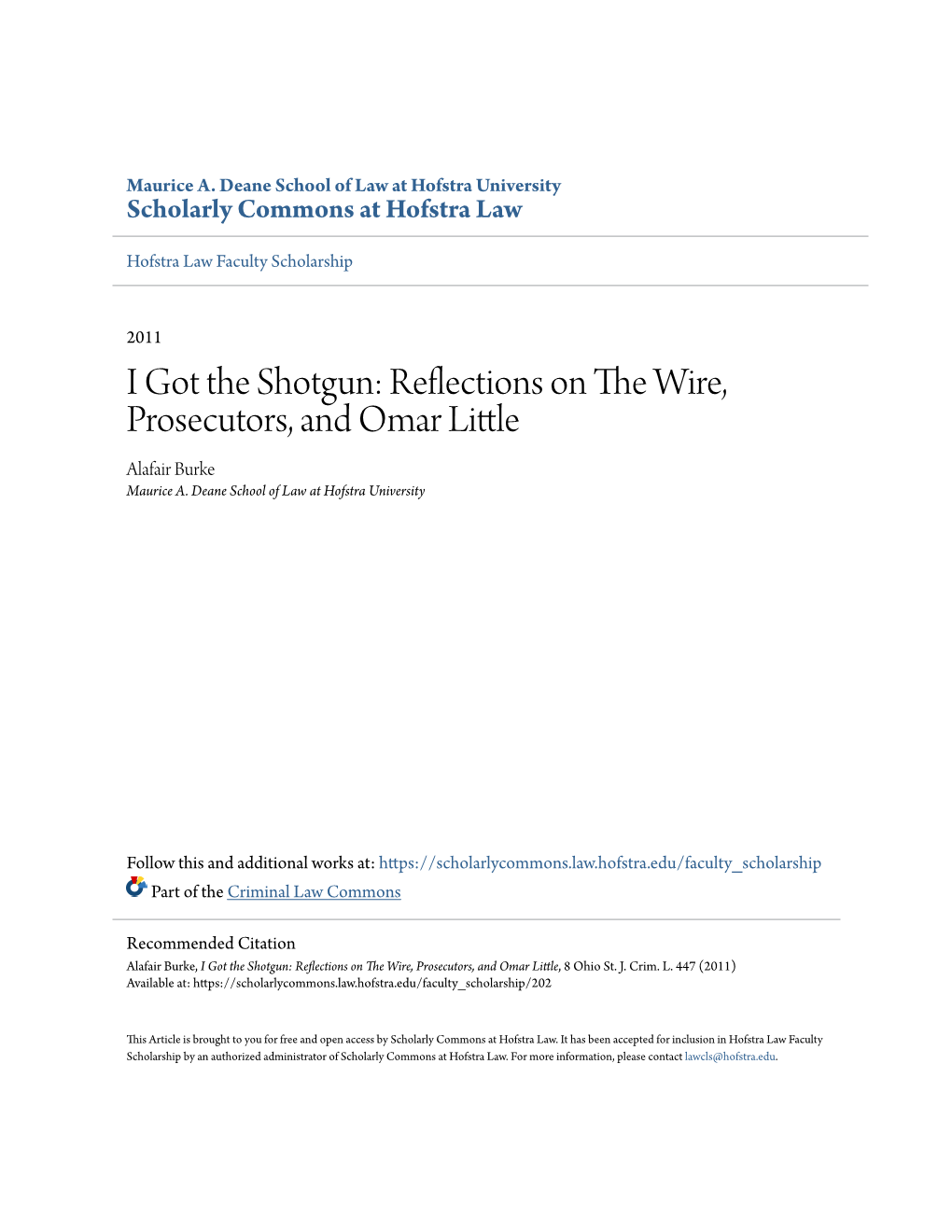 Reflections on the Wire, Prosecutors, and Omar Little, 8 Ohio St