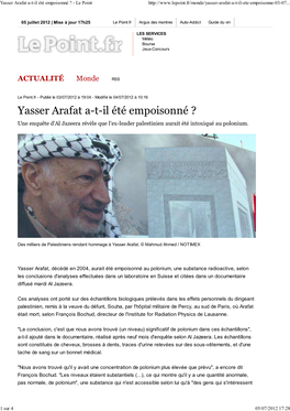 Yasser Arafat A-T-Il Été Empoisonné ? - Le Point