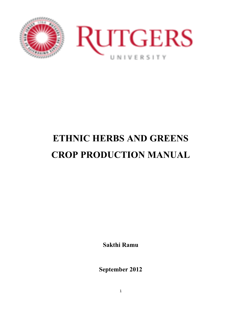 Ethnic Herbs and Greens Crop Production Manual