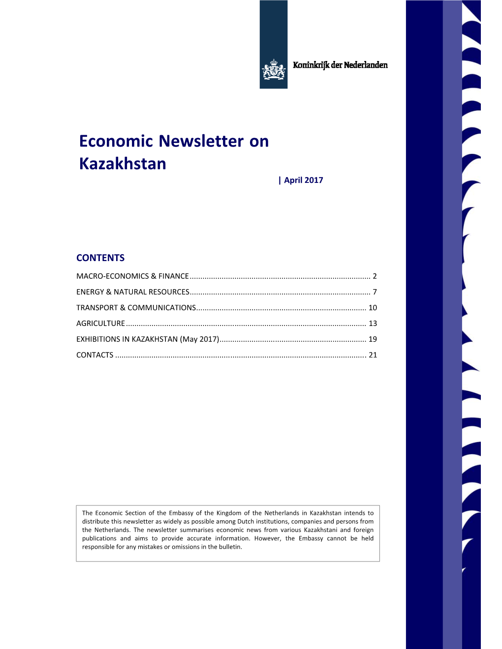 Economic Newsletter on Kazakhstan | April 2017