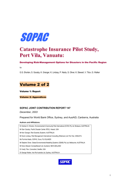 Catastrophe Insurance Pilot Study, Port Vila, Vanuatu