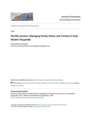 Managing Family, Status, and Territory in Early Modern Shugendō