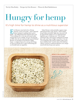 Hungry for Hemp It’S High Time for Hemp to Shine As a Nutritious Superstar