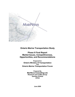 Ontario Marine Transportation Study Phase II Final Report Market Issues, Competitiveness, Opportunities, and Recommendations