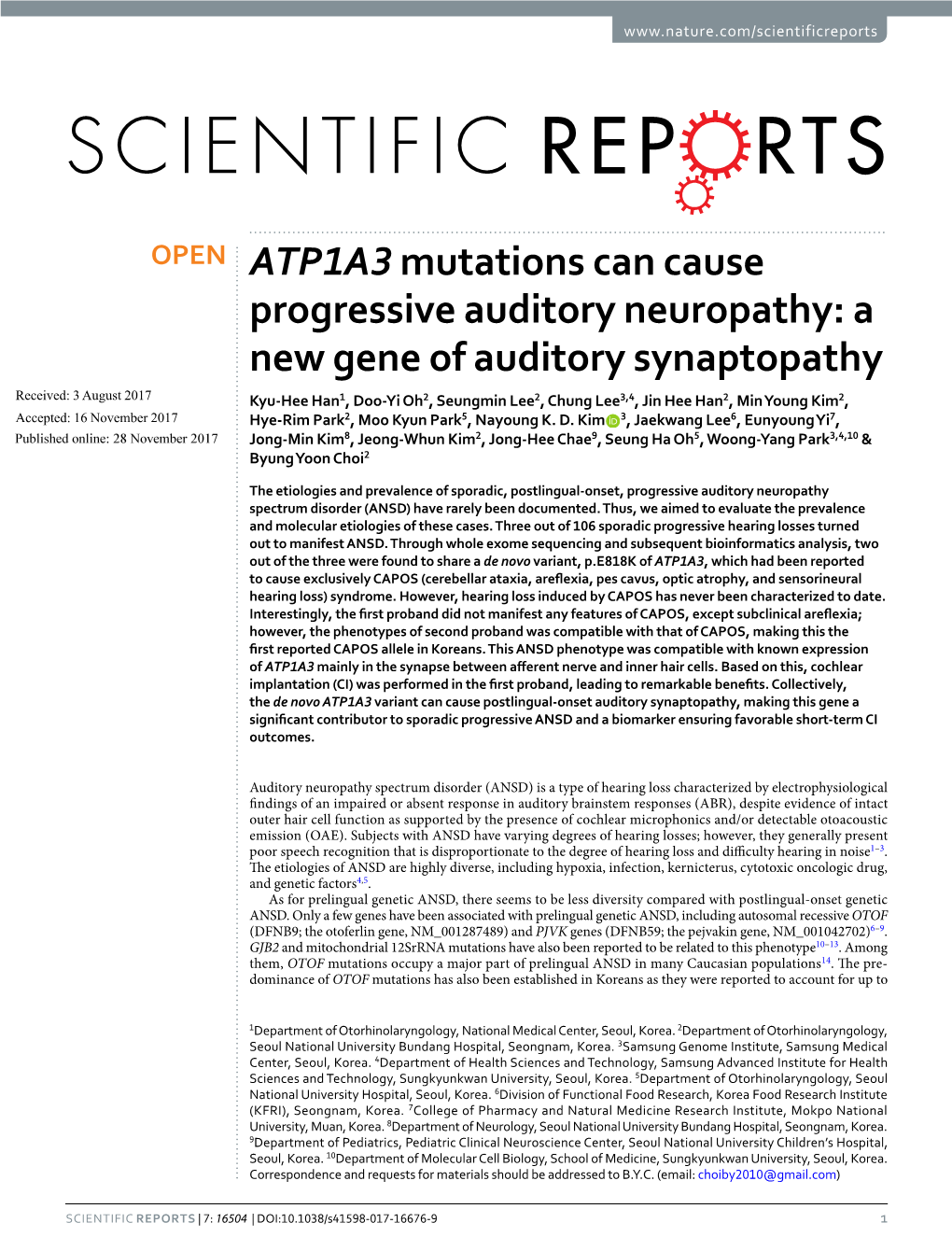 ATP1A3 Mutations Can Cause Progressive Auditory