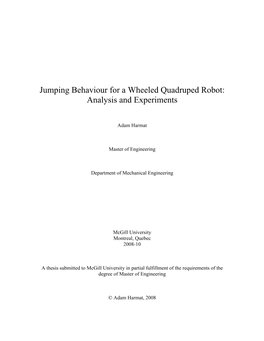 Jumping Behaviour for a Wheeled Quadruped Robot: Analysis and Experiments