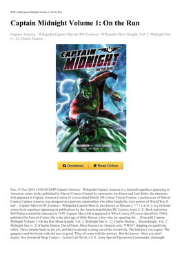 [Free Pdf] Captain Midnight Volume 1: on the Run Moon Knight, Vol