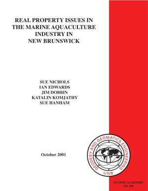 Real Property Issues in the Marine Aquaculture Industry in New Brunswick