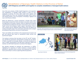 Rehabilitation of Barangay Health Stations in the Province of Bohol IOM Philippines and UNFPA Work Together to Complete Rehabilitation of Damaged Health Stations